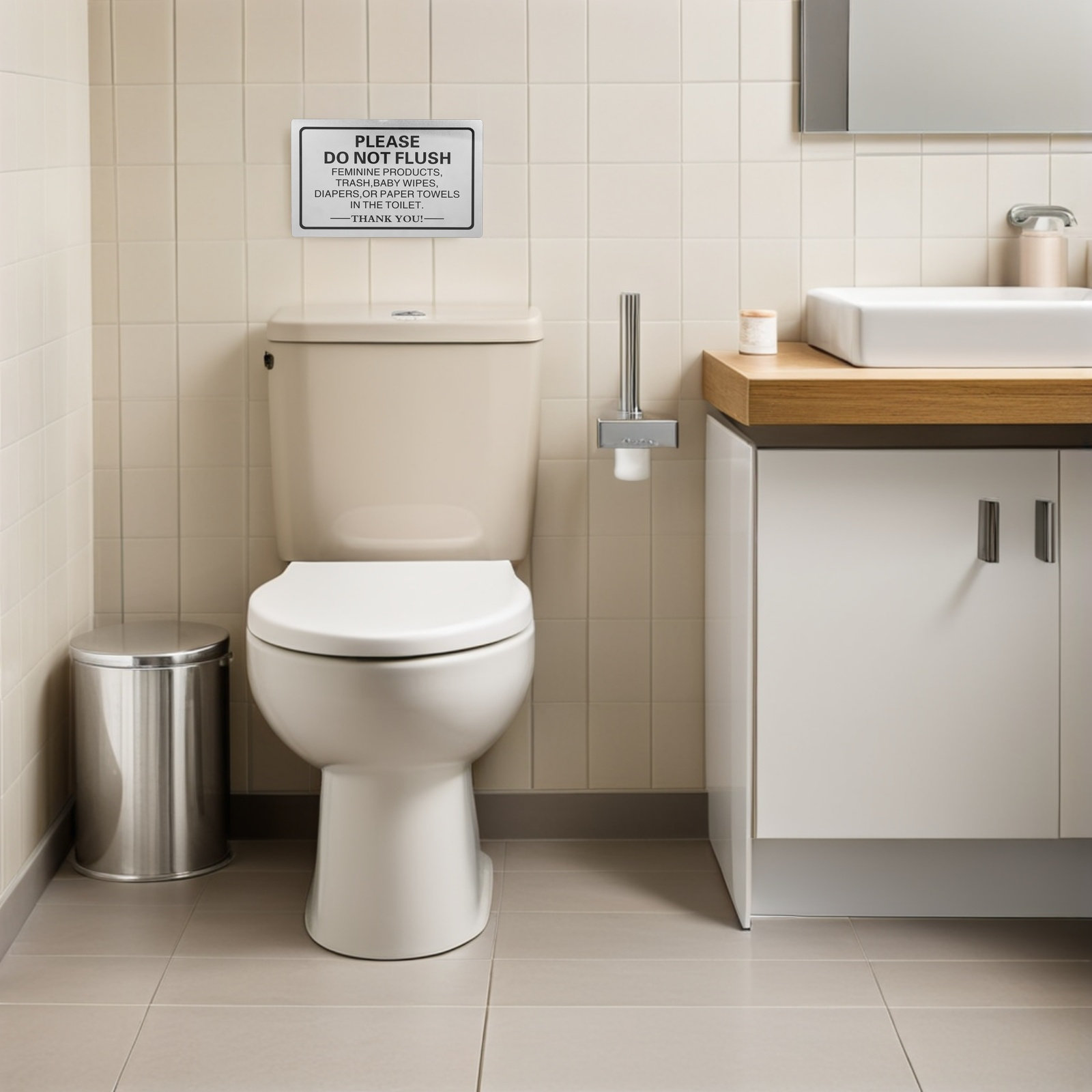2Pcs Aluminum Bathroom Sign Do - Home Bathroom Etiquette 评论和价格