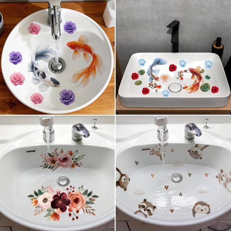 New Lucky Koi Floral Washbasin - Home Bathroom Wash Basin 评论和价格