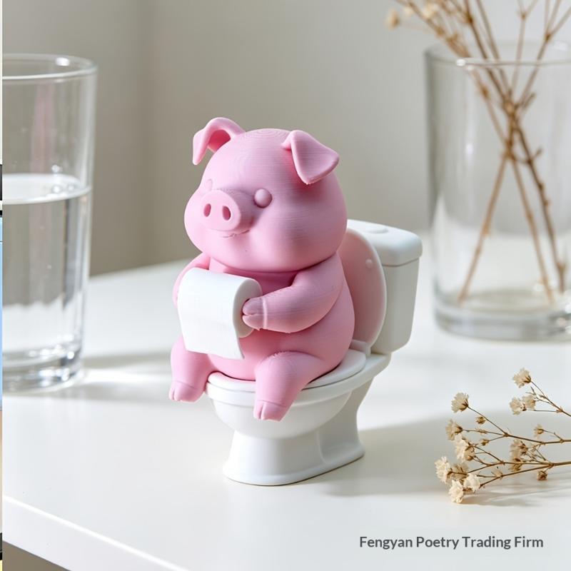 ●Cute Pig On Toilet Statue Bat - Home Of The Year Bathroom 评论和价格