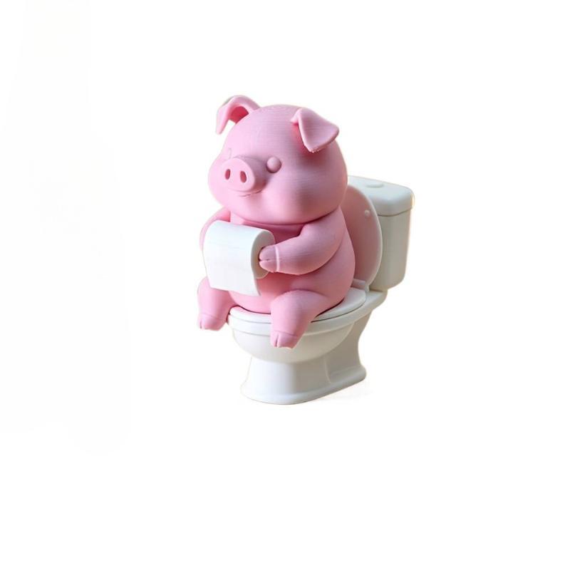 ●Cute Pig On Toilet Statue Bat - Home Of The Year Bathroom 评论和价格