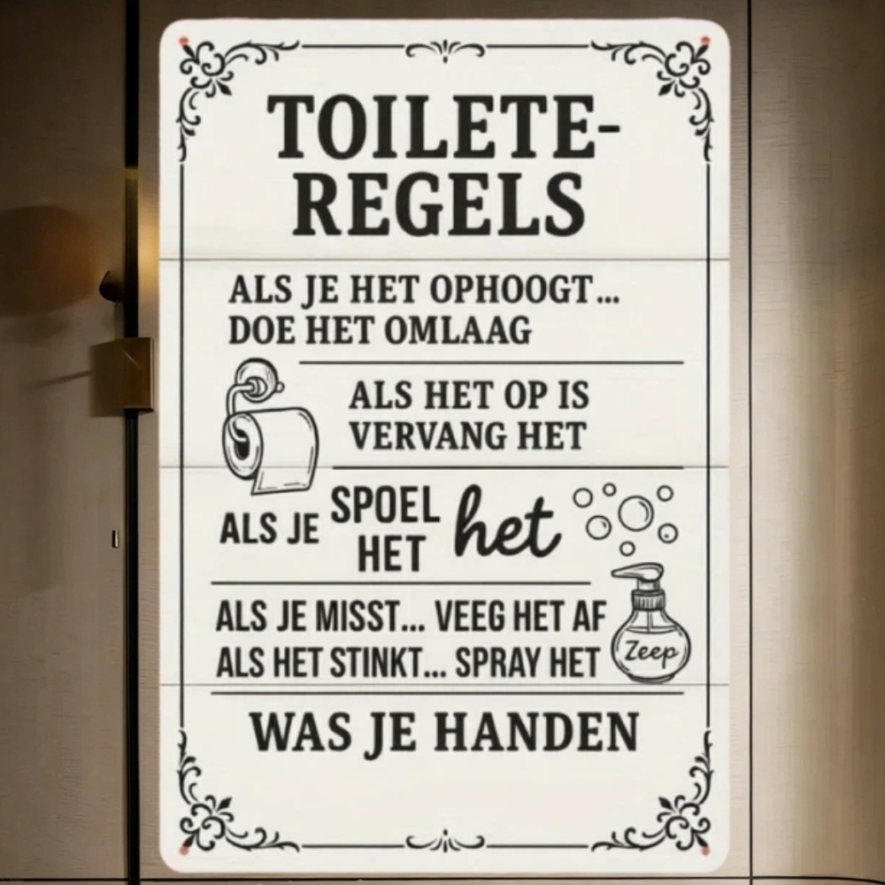 2D Dutch Bathroom Rules Metal  - Home Bathroom Etiquette 评论和价格