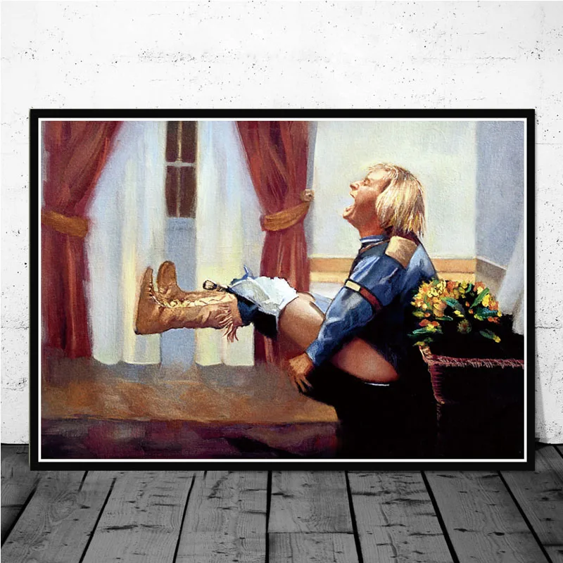 Funny Canvas Oil Painting  Dum - Home Movie Bathroom Scene 评论和价格