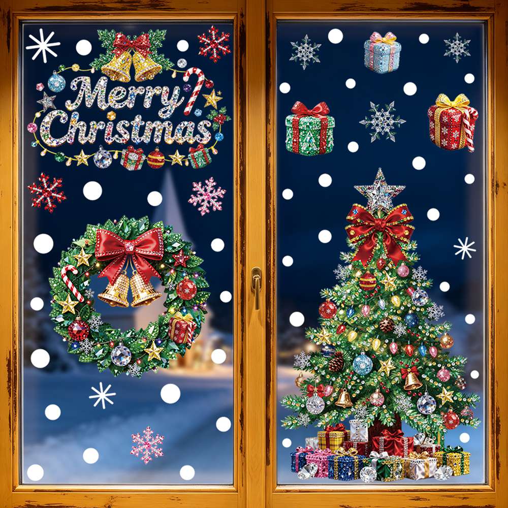 Christmas Tree & Snowman Windo - Home Bathroom Floor Tiles 评论和价格