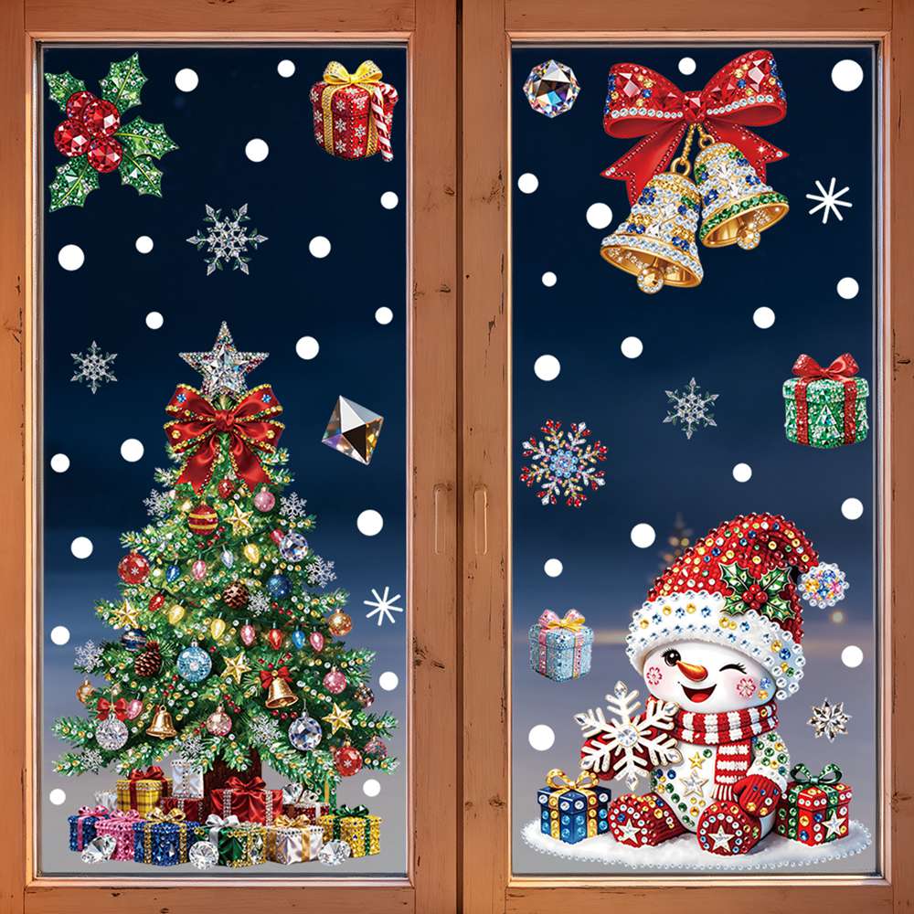 Christmas Tree & Snowman Windo - Home Bathroom Floor Tiles 评论和价格