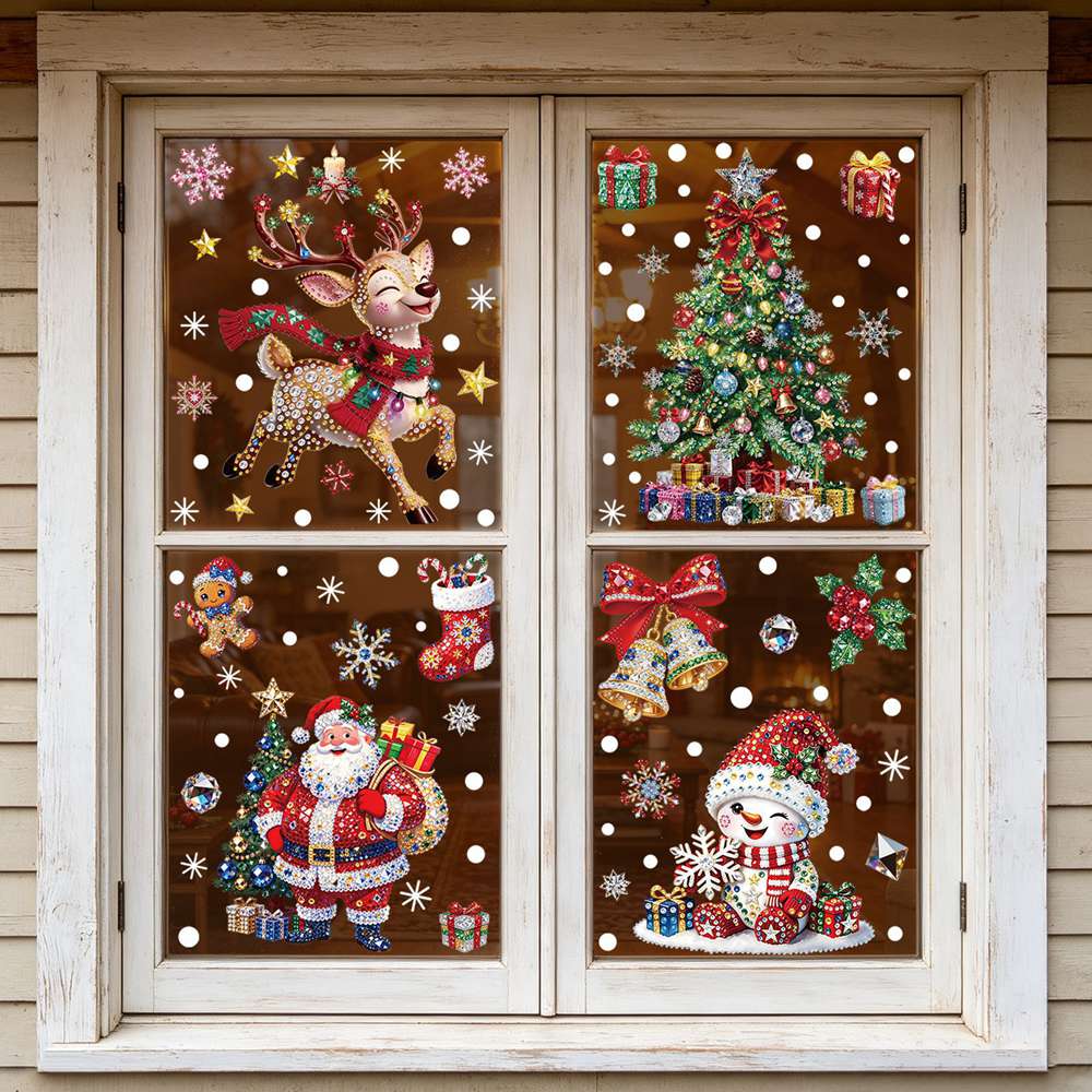 Christmas Tree & Snowman Windo - Home Bathroom Floor Tiles 评论和价格