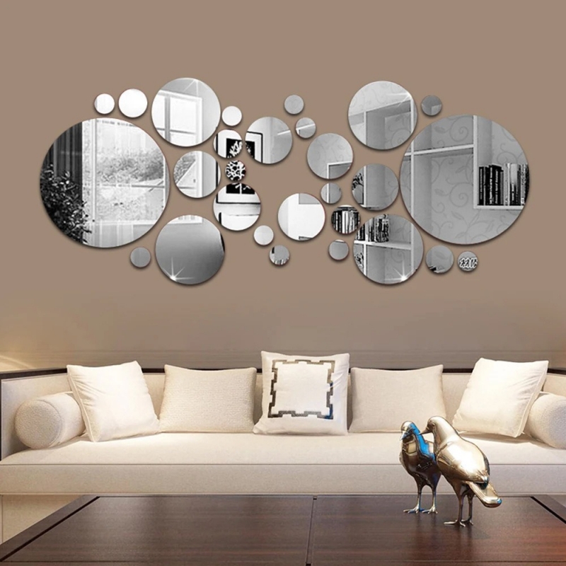 26pcs Round Acrylic Mirror Sti - Home Theater Bathroom 评论和价格
