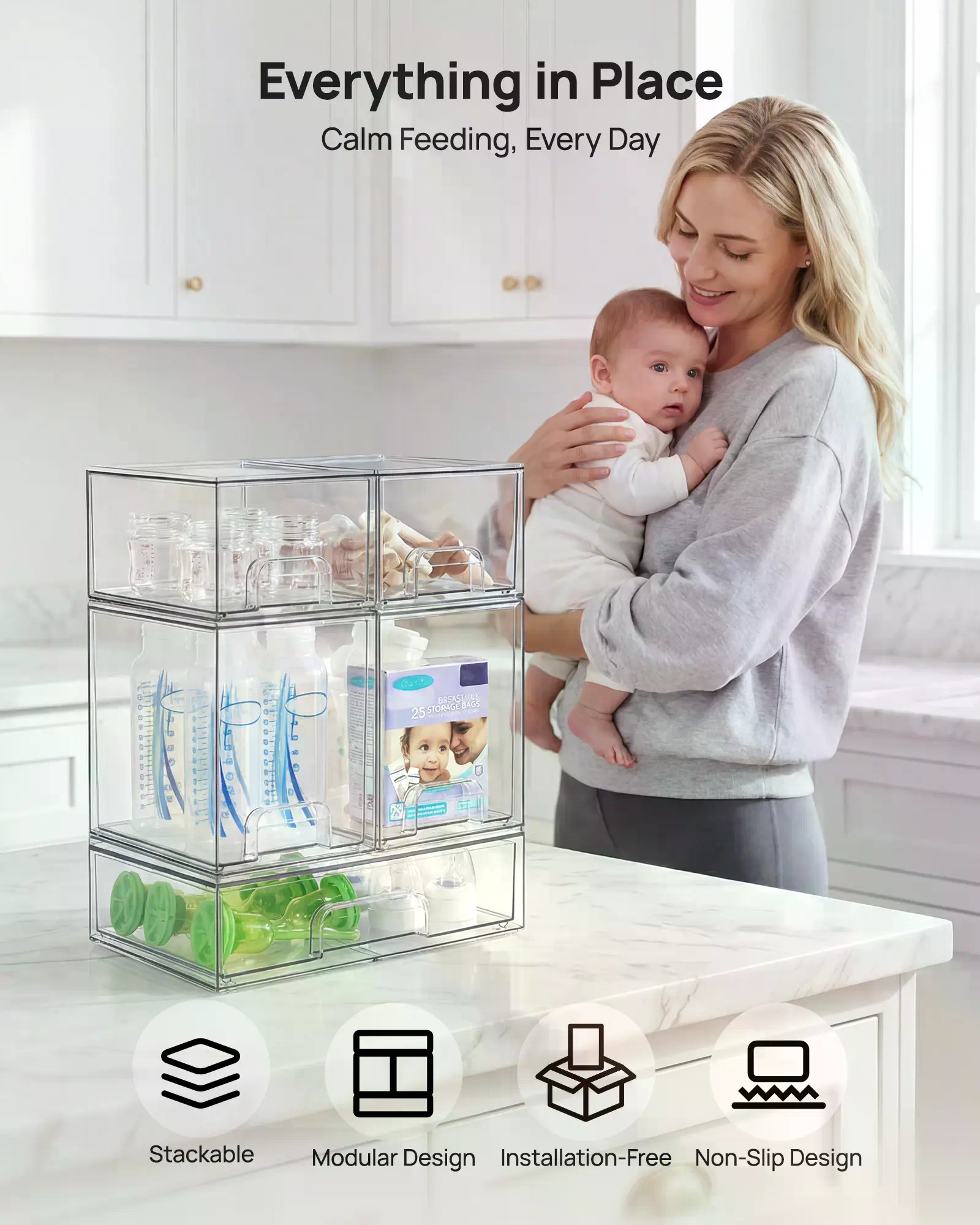 5/8 Pack Stackable Nursery Bot - Home Bathroom Supplies 评论和价格